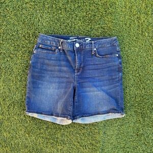 SEVEN7 Women's Blue Denim Cuffed Shorts Size 8 99% Cotton 31x6